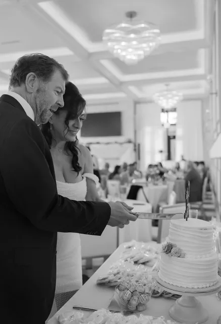 Cutting the cake in the banquet room