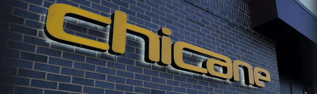 The Chicane sign on the venue wall