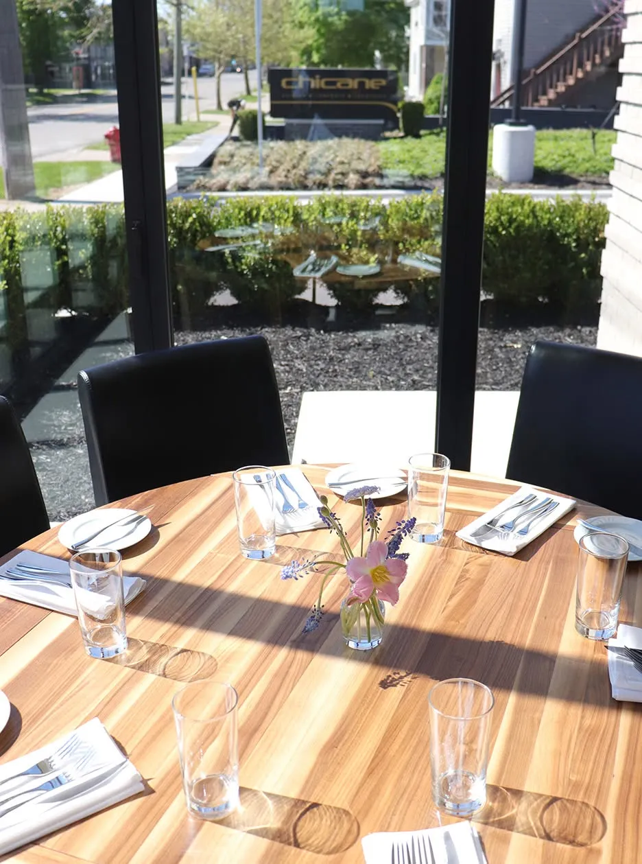 A window table set for service